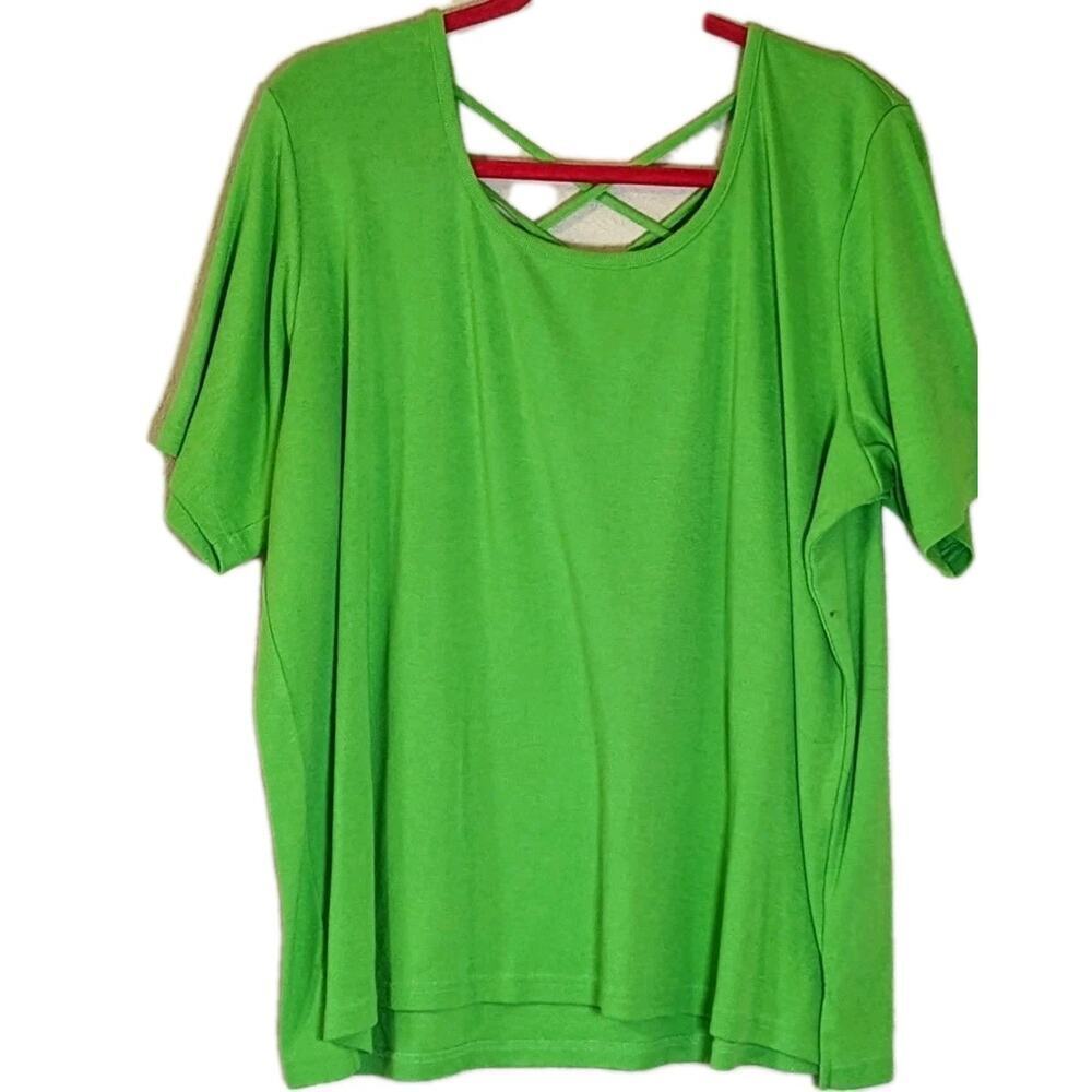 Fiorlini International Women's Bright Green Short Sleeve Sweater Sz 20W Plus